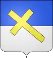 Blason d'Aimargues, dont la devise, également Fluctuat nec mergitur, s'applique à la croix apparaissant sur ce blason, plutôt qu'au navire sur le blason de Paris.