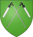 Blason de la ville d'Oberdorf : De sinople à deux fléaux d'argent liés de sable et posé en sautoir.