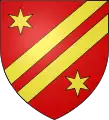 Armes de la famille Bonaparte avant Napoléon Ier : de gueules à deux barres d'or accompagnées de deux étoiles à six rais du même, une en chef, l'autre en pointe.