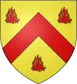 Blason : Maison de La Borde, Béarn - Sgr. de la Lamre de Castetarbe - D'or au chevron de gueules accompagné de trois flammes du même.