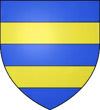  Blason de la famille de Géraud de Maulmont, « d'azur, à deux fasces d'or »