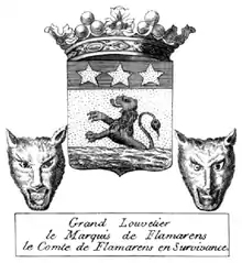 Blason du grand louvetier de France, le Marquis de Flamarens, le comte de Flamarens en survivance..