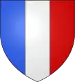 Couleurs du drapeau français disposées sur un écu, visible sur certains bâtiments.