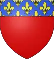Blason attribué par Philippe Auguste (1185) : de gueules plain au chef de France ancienne.