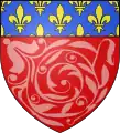 Blason du XVe au XVIIe siècle : diapré de gueules au chef de France ancienne.