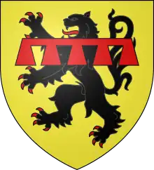 Les sires de Beaujeu : D'or, au lion de sable armé et lampassé de gueules, au lambel de cinq pendants de gueules, brochant sur le lion.