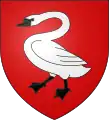 Blason au XVIe siècle : de gueules au cygne d'argent (becqué et membré de sable).