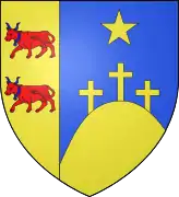 Blason en couleurs représentant deux vaches, une étoile et trois croix.