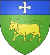 Blason en couleurs représentant une vache surmontée d'une croix.