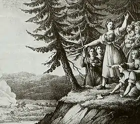 Blenda et ses troupes. Lithographie de Hugo Hamilton (1802-1871).