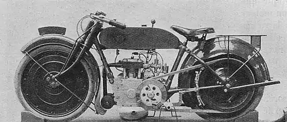 Photo d'époque d'une moto Blériot de 1920.