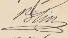 Signature de Blin écrite en lettres penchées à droite, d'une écriture ample et liée, avec soulignement en boucle allongée.