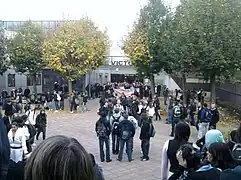 Blocage au lycée Victor Hugo de Besançon-Planoise le 14 octobre 2010.