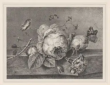 Nature morte aux fleurs sur un plateau en marbre, Rijksmuseum Amsterdam