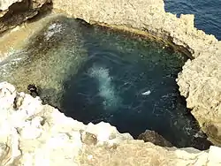 L'entrée dans le Blue Hole pour une plongée