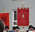 Bannière de l'association catholique de Mantoue à la procession du Saint-Sang à Weingarten en Souabe, en 2011.