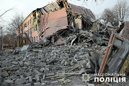 Internat à Kramatorsk après le bombardement