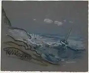 Boat in Distress, pastel sur papier vélin gris (26 x 31.1 cm).