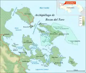 Carte de l'archipel de Bocas del Toro.