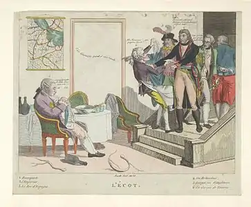 L'Écot (1797), caricature originale gravée, rehaussée (Bodleian Libraries)