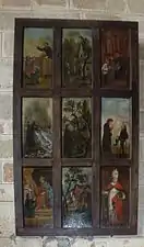 Peinture sur bois retraçant la vie de saint Ronan