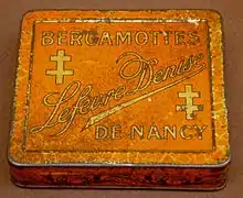 Une boîte de Bergamottes de Nancy Lefèvre-Denise vers 1919.