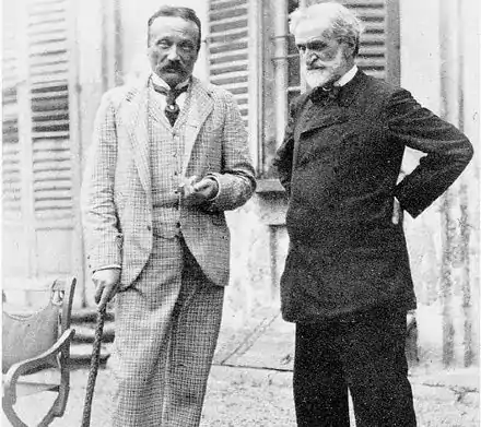 Verdi et Arrigo Boito à Sant'Agata vers 1892, à l'époque de la composition de Falstaff