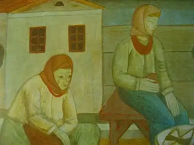 Échange de graines, c. 1919—1920, tempera sur carton).