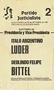 Bulletin de vote argentin de 1983