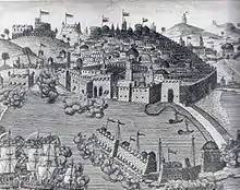 Bombardement d'Alger par l'escadre de Abraham Duquesne en 1682.