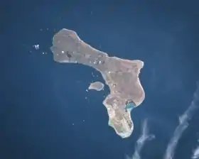 Image satellite de Bonaire (à droite) et de Klein Bonaire (à gauche).