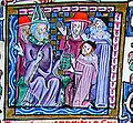 Boniface VIII recevant les Décrétale commentées par Johannes Monachus.
