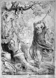 Saint Boniface abat un arbre aux sacrifices en Hesse, vers 1781