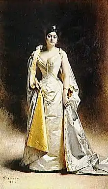 Portrait en pied de Madame Albert Cahen d'Anvers par Léon Bonnat (1891).