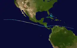 Trajectoire passant de l'Atlantique au Pacifique.