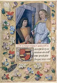 Le commanditaire et son ange gardien (fº 121v).