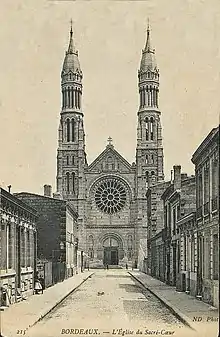 Carte postale de l'église du Sacré-Coeur, datée vers 1905.