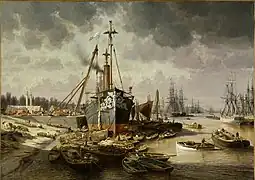 Le port en 1871, par Edmé-Émile Laborne.