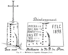 Dessin de la borne milliaire christianisée.