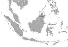 Carte d'Asie du Sud Est avec un petit point au nord de Bornéo