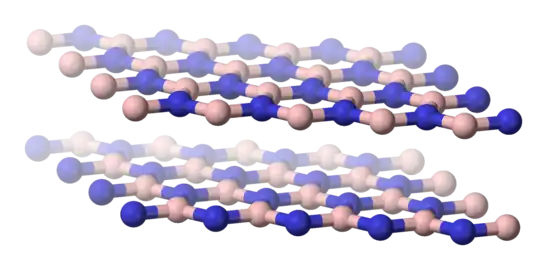 Structure cristalline du h-BN, analogue au graphite.