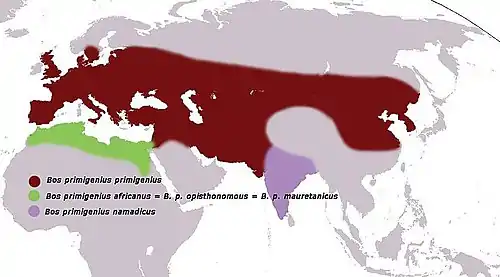 Aire de répartition de l'Aurochs