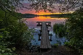 Lever de Soleil à BosseeBossee, une réserve du réseau Natura 2000 dans le Schleswig-Holstein. Mai 2020.