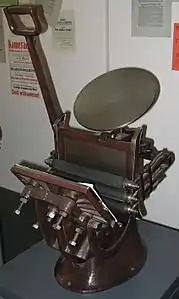 Presse à platine à levier Boston, ca 1900.