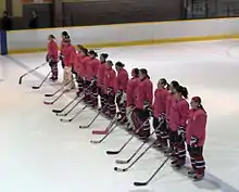 Les Stars photographiés sur la patinoire avec des maillots roses