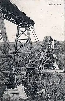 Pont de chemin de fer de Bouillonville. Les infrastructures ont été systématiquement détruites, afin de rendre plus difficiles les déplacements et l'approvisionnement de l'ennemi