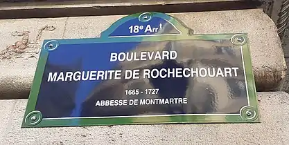 Plaque de rue côté 18e (côté nord).