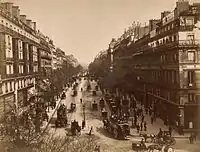 Le boulevard Montmartre en 1870.