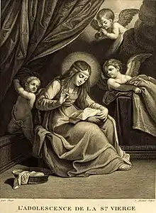 L'Adolescence de la Vierge, d'après Guido Reni.