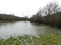 La vallée du Boulou inondée en février 2021 au niveau de la RD 939.